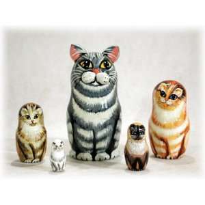  Grey Tabby Cat Doll 5pc./6 