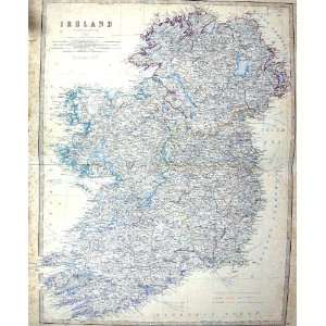   Dublin Belfast Cork Johnston Antique Map C1860