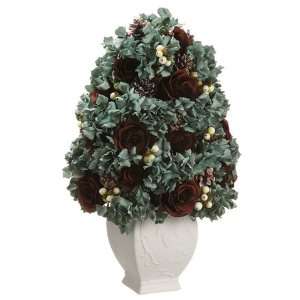  20 Rose/Hydrangea/Pine Cone Topiary in Terra Cotta Pot 