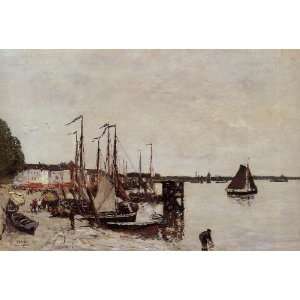   24x36 Inch, painting name Anvers Fishing Boats, By Boudin Eugène