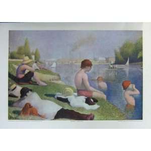  Georges Seurat Une Baignade Asnieres Boys River Scene 