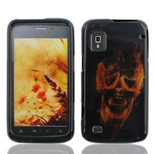 ZTE Warp N860 N 860 Black with Red Fire Flame Ghost Skull Design Snap 