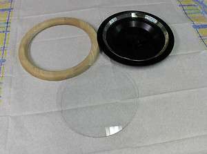 Clock Case,Round Ash Wood Frame,Flat Round Glass SAMPLER NOS for 