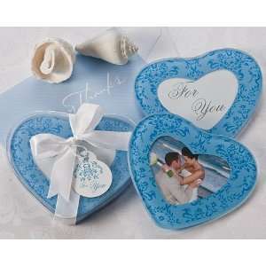  Baby Keepsake True in Blue Heart Glass Photo Coasters Set 
