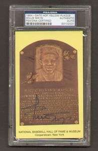 Willie Mays signed HOF Yellow HOF Plaque Dated 1964 PSA  