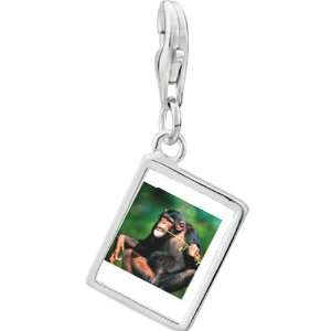  Pugster 925 Sterling Silver Funny Monkey Photo Rectangle 