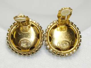 Vintage ROXANNE ASSOULIN Rhinestone Encrusted Dome Shape Clip Earrings 