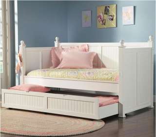 Modern White Wood Day Bed with Storage Trundle Kids  
