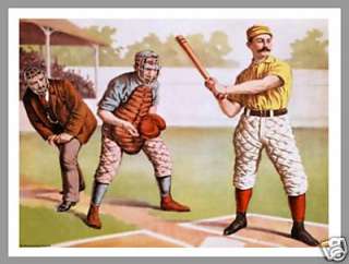 1890s PLAYER AT BAT REPRINT  ON REAL ARTIST CANVAS  