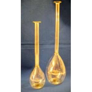    Vintage Twos Company Hand Blown Bud Vase Duo