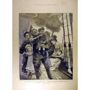    1880 Journey Home Christmas Ship Sailor Family Boat
