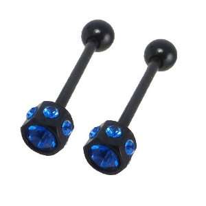   Blue Gems Straight Barbell Surgical Steel 14 Gauge (2 Pieces) Jewelry