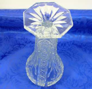 Imperial Glass Cosmos #474 Floral Pattern Crystal Clear Vase 8 Tall 