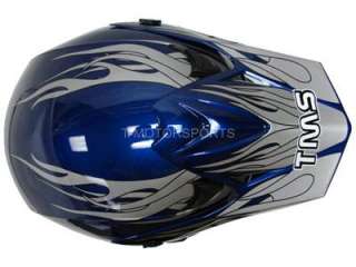 BLUE FLAME DIRTBIKE ATV MOTOCROSS HELMET MX OFF ROAD~XL  