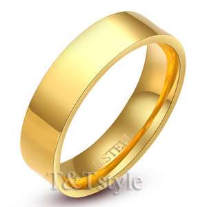   14K Gold GP 6mm Stainless Steel Wedding Band Ring Size 13 R132  