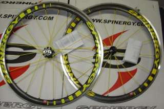 New 2012 Spinergy Stealth PBO Carbon Yellow Spokes Wheel Set / Shimano 