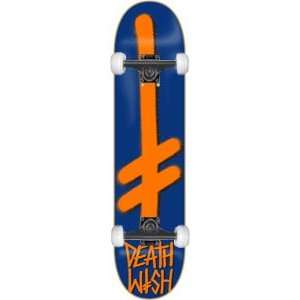  Deathwish Gang Logo Complete Skateboard   8.25 Navy/Orange 