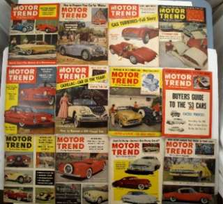 Lot of 12 Motor Trend Magazine 1953 Set  