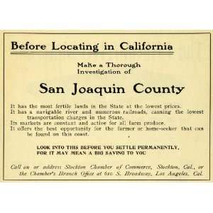  1902 Ad San Joaquin County California Chamber Commerce 