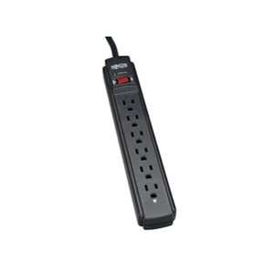   Black Surge 6 Outlet 3 Transformers 6ft Cord 750 Joules Electronics