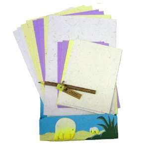 Ellie Pooh Elephant Dung Paper Letter Set and Tea Pencil, Robins Egg 