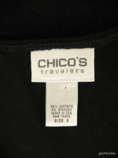 CHICOS TRAVELERS Slinky Knee Length LITTLE BLACK DRESS Sz 2 M L  