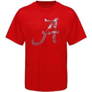   Crimson Tide Crimson Distressed Foil Logo T shirt
