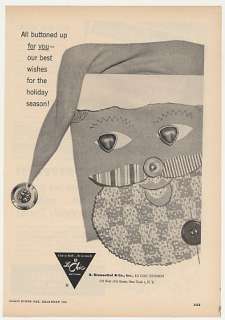 1954 Le Chic Buttons Santa Claus Christmas Trade Print Ad  