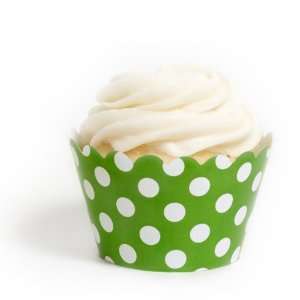  Dress My Cupcake Kelly Green Polka Dots Cupcake Wrappers 
