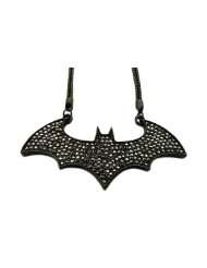 Jet Black Iced Out Batman Logo Pendant with a 36 Inch Franco Chain