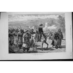  1879 AFGHAN CHIEF FOLLOWERS MEN HORSE WEAPONS SIMPSON 