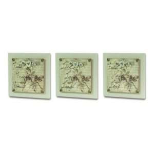  Set of 3 Renaissance Ivory & Brown Floral Wall Canvases 