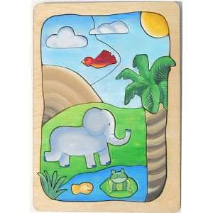  Elephant Wooden Tray Puzzle by Under the Green Roof Toys & Games