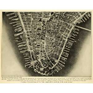  1922 Print New York City Map Manhattan Island Battery Park 