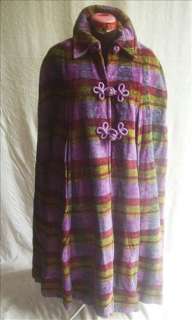 70s VINTAGE Avant Guarde Purple Cape Tapestry Coat  