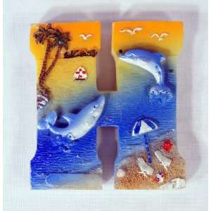 Handpainted Beach Ocean Scenery English Alphabet Letter Refrigerator 