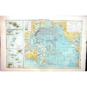  Antique Map C1893 Pacific Ocean Moorea Tahiti Tonga 