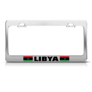 Libya Libyan Flag Chrome Country license plate frame Stainless Metal 