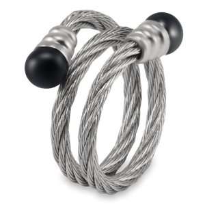  Stainless Steel Cable Ring with Black Plated Ball Tips 