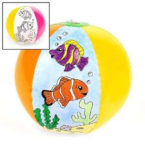  Color Your Own Fish Beach Balls (1 dz) Toys & Games