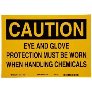   Hazardous Materials Caution Sign, Legend Eye and Glove Protection