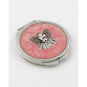    Jeweled Silver Crystal Angel Compact Make Up Mirror Beauty