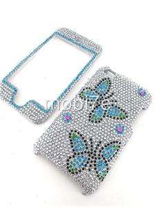 APPLE iPOD TOUCH 4th 4 BLING CASE COVER BLUE BUTTERFLY  