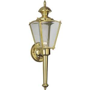   P5615 10 Wall Torch with Clear Beveled Glass Panels, Polished Brass