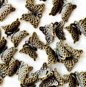   Bronze Plated Brass Filigree Butterfly Charms Pendant 11.2mm b10b PICK