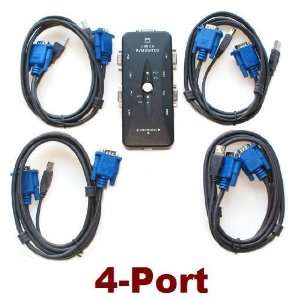  4 Port USB KVM PC Switch & Cables for Unix / Linux / Mac 