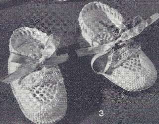 Vintage Crochet PATTERN Thread Baby Booties Infant Shoe  