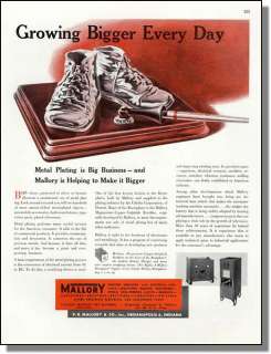 1946 Bronze Baby Shoes   Metal Plating   Mallory Ad  