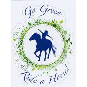   Ride a Horse Automotive Decal  Blue and Green Mirror Image Automotive