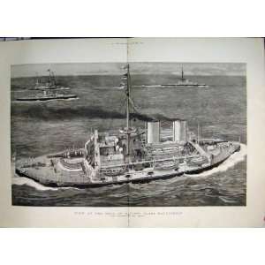   1890 View Deck First Class Battleship Hms Benbow Print